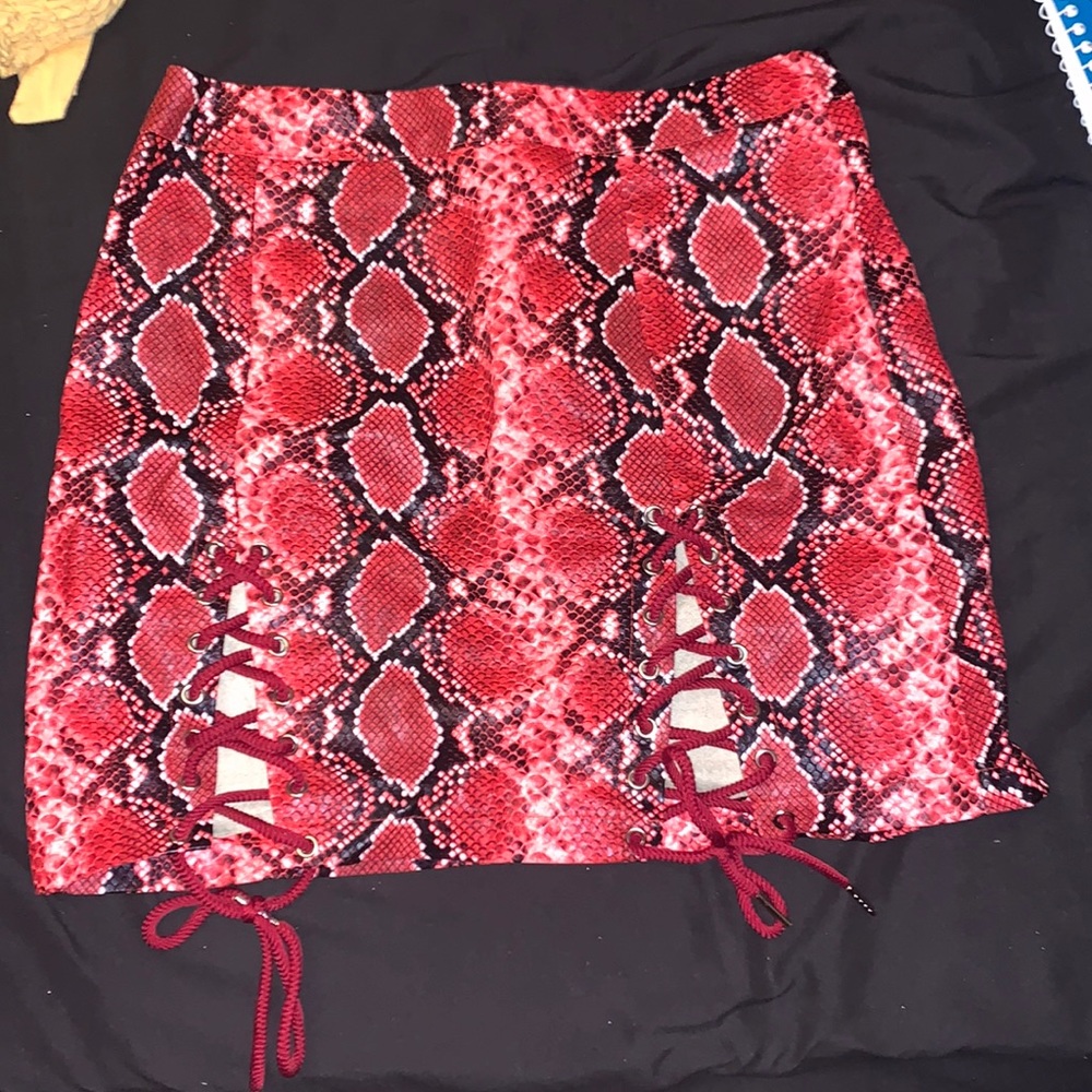 Leather snake print skirt